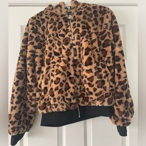 Love Tree teddy zip up faux fur jacket
